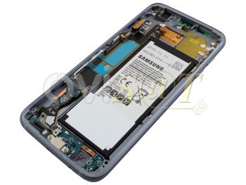 Pantalla completa SERVICE PACK Super AMOLED negra con marco negro / gris para Samsung Galaxy S7 Edge, SM-G935, con batería